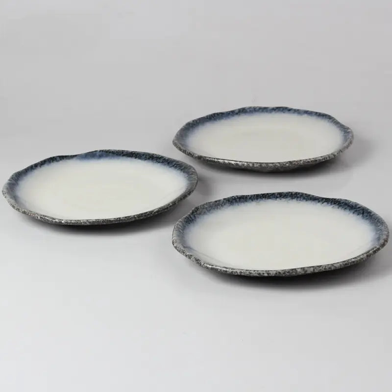 Japanese Style Ceramic Round Dinner Plate with Iron Base