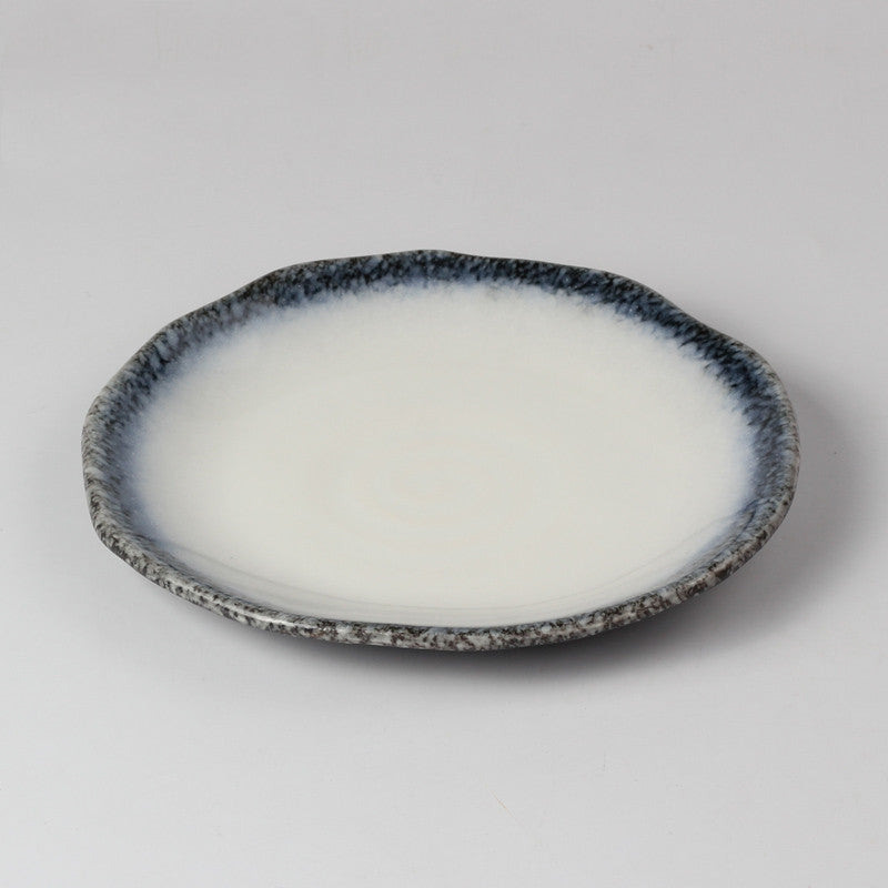 Japanese Style Ceramic Round Dinner Plate with Iron Base