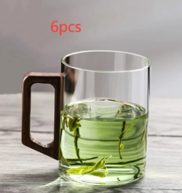 Glass Cup w/Wooden Handle