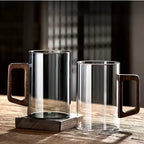 Glass Cup w/Wooden Handle